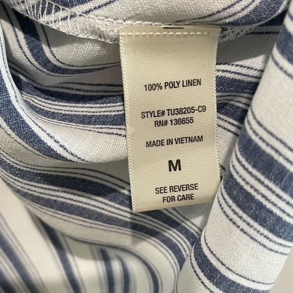 West Kei Blue Stripes White Blouse size Med - Picture 3 of 7